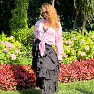 Lavender Satin Button-Up Shirt